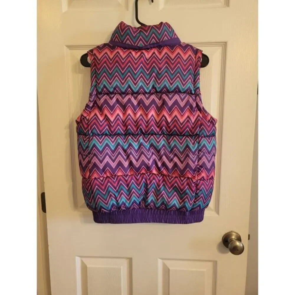 Vertical9 Girls Colorful Chevron Pattern‎ Zip-Up Vest Size L 14